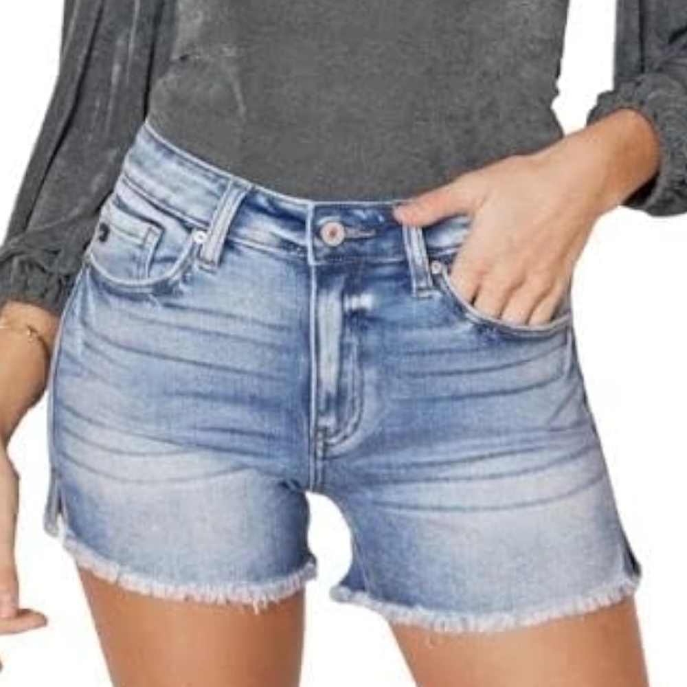 KanCan Blue Jean Shorts Distressed Frayed Hem Size S